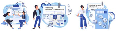 Illustration for Personal information vector illustration. Databases must implement strong security measures to protect private information they contain The concept personal information highlights importance - Royalty Free Image