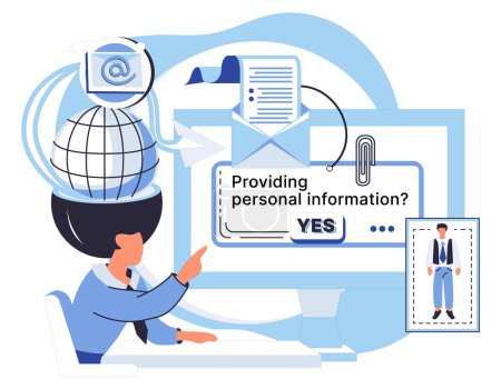 Illustration for Personal information vector illustration. Databases must be fortified to safeguard vast amount private information they store The concept personal information underscores significance its security - Royalty Free Image