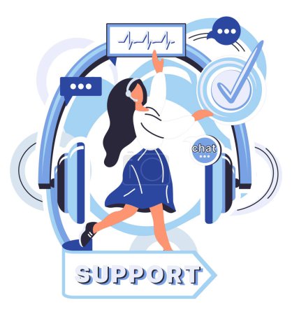 Illustration for Support specialist vector illustration. Assistance is just click away, thanks to our dedicated support specialist team In business support, our specialists excel in offering professional aid - Royalty Free Image