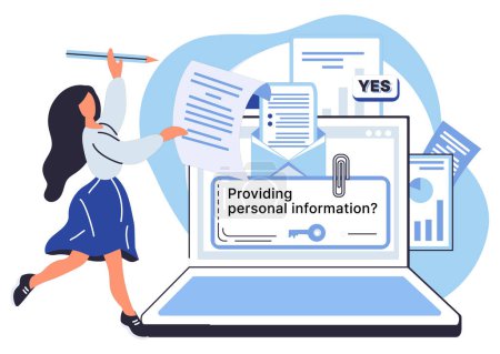 Illustration for Personal information vector illustration. Secure storage is necessary to prevent unauthorized access to personal information The internet should be safe environment for users to share their personal - Royalty Free Image