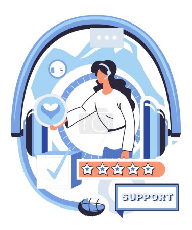 Illustration for Support specialist vector illustration. The support specialist is backbone our technical assistance, aiding seamlessly Professional helpdesk services hinge on expertise our support specialists - Royalty Free Image