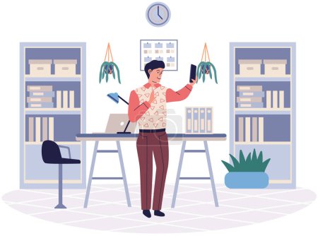 Illustration for Office leisure vector illustration. Engaging in recreational activities fosters sense partnership and cooperation within office The office leisure metaphor highlights importance finding enjoyment - Royalty Free Image