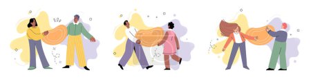 Social distance vector illustration. Social distancing guidelines aim to protect public health Maintaining distance is preventive measure in times pandemic The social distance metaphor highlights