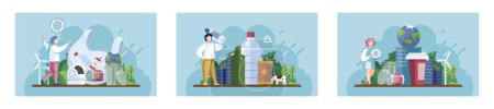Illustration for Waste pollution. Vector illustration. Zero waste communities strive to achieve minimal waste generation and maximize resource efficiency Waste pollution has far reaching consequences including - Royalty Free Image