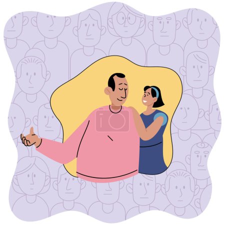 Illustration for Personal space vector illustration. Maintaining appropriate distance during social interactions shows respect for personal space Boundaries serve as protective barrier for our personal space - Royalty Free Image
