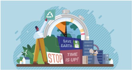 Climate change. Save the planet. Vector illustration Lets unite on World Environment Day to champion environmental causes Taking steps to change climate patterns is vital for future generations