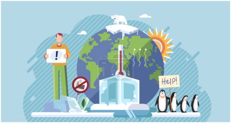 Illustration for Climate change. Save the planet. Global warming. Earth pollution is result unsustainable practices Choose renewable resources to counter negative effects climate change On World Environment Day, - Royalty Free Image