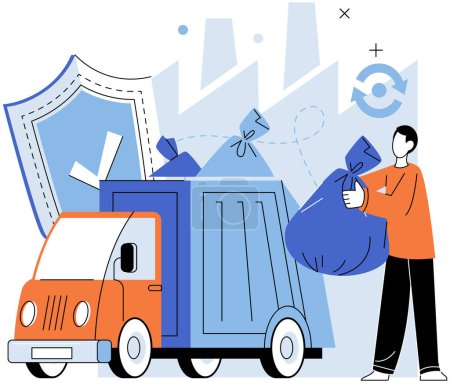 Waste management. Vector illustration. Pollution can be mitigated through responsible waste management and recycling Environmental protection relies on effective waste management strategies Recycling