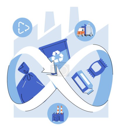 Waste management. Vector illustration. Sorting and separating recyclables is essential for efficient waste management Segregation waste stream improves recycling outcomes and resource recovery
