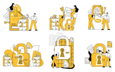 Data security vector illustration. Protecting data is like building walls around sanctuary confidential information Confidence in business dealings thrives in shadow robust data protection