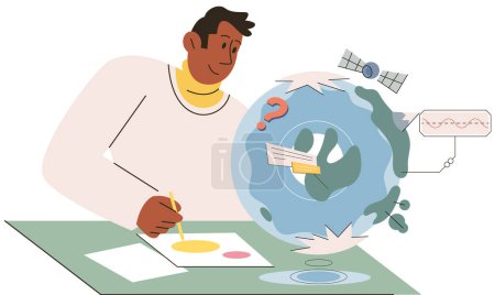Nature science. Vector illustration. The nature science metaphor aids in comprehending complex scientific principles Technology empowers us to explore vastness and intricacies universe The natural