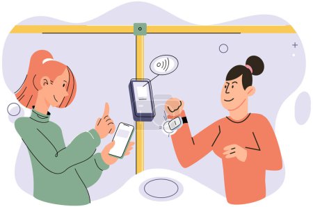 Cashless payment. Vector illustration. Cashless transactions offer improved security compared to carrying physical cash The convenience of contactless payments is driving its adoption among consumers