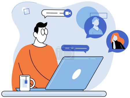 Online meeting. Vector illustration. Connecting with others is made easier through online meeting platforms Contact can be established and maintained through virtual meetings and digital interactions