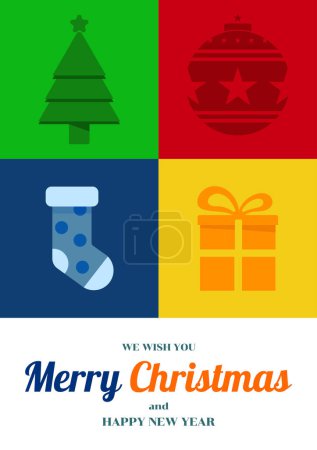 Foto de Feliz Navidad Moderna y Feliz Año Nuevo Conjunto de tarjetas de felicitación, carteles, cubiertas de vacaciones. vector, ilustración - Imagen libre de derechos