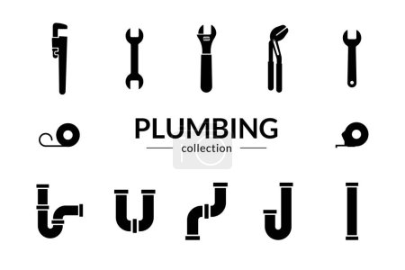 Illustration for Plumbing collection. Icons set. Vector illustration. - Royalty Free Image