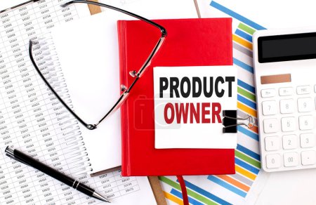 Photo for PRODUCT OWNER text on a notebook with chart, calculator and pen - Royalty Free Image