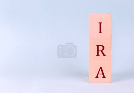 Photo for IRA on wooden cubes on blue background - Royalty Free Image