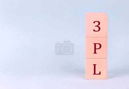 Photo for 3PL - 3rd Party Logistics on a wooden cubes on a blue background - Royalty Free Image