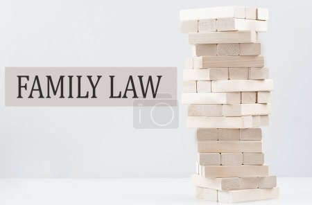 Photo for FAMILY LAW text with wooden block stack on a white background , business concept - Royalty Free Image