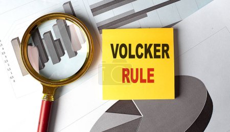 VOLCKER RULE text on a sticky on chart, business
