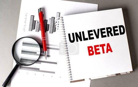 Photo for UNLEVERED BETA text written on a notebook with chart - Royalty Free Image