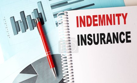 INDEMNITY INSURANCE text on a notebook on chart background . 