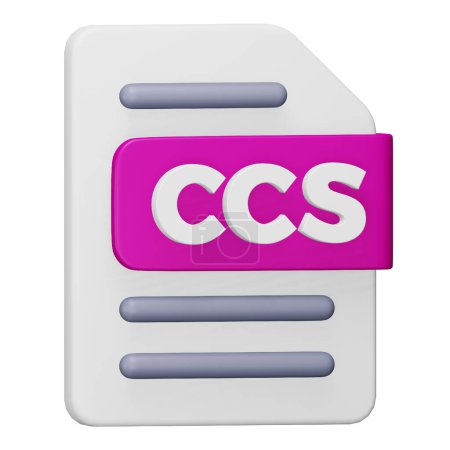 Téléchargez les illustrations : Format de fichier Ccs icône isométrique de rendu 3d. - en licence libre de droit