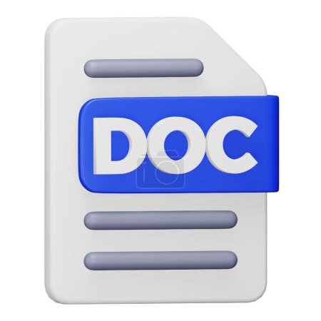 Doc file format 3d rendering isometric icon.
