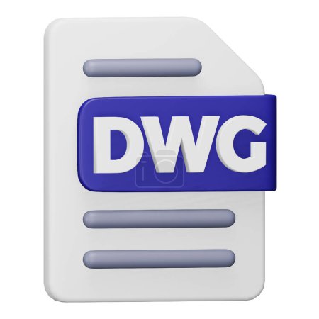 Téléchargez les illustrations : Format de fichier Dwg icône isométrique de rendu 3d. - en licence libre de droit