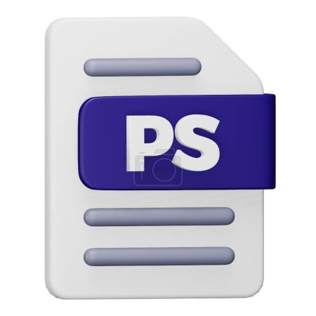 Illustration for Ps file format 3d rendering isometric icon. - Royalty Free Image
