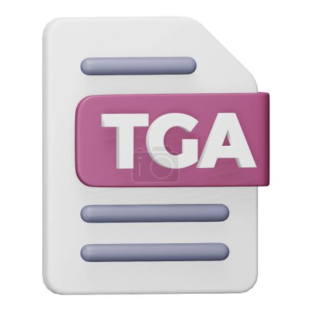 Illustration for Tga file format 3d rendering isometric icon. - Royalty Free Image