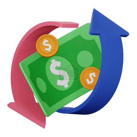 Illustration for Cash flow 3d rendering isometric icon. - Royalty Free Image