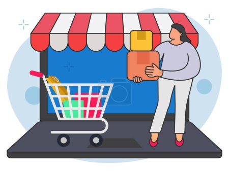 Tienda de compras en línea fondo ilustración