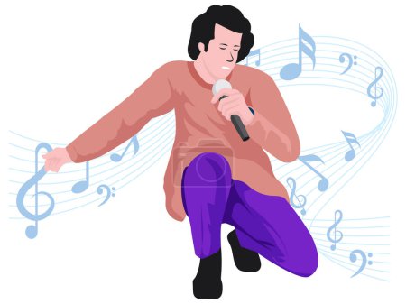 Man singing song - Musical rock band illustration