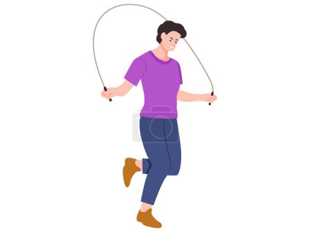 Hombre saltar la ilustración del vector de cuerda.
