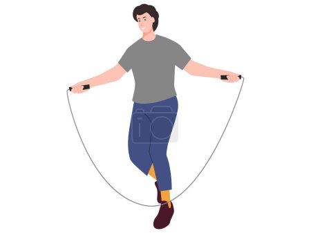 Jumping guy skipping rope vektor illustration.