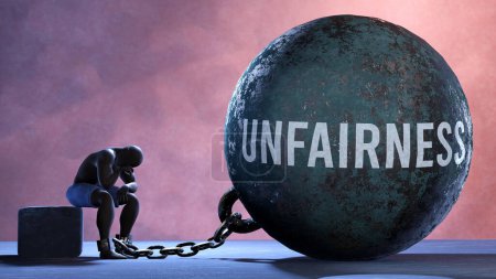 Unfairness that limits life and make suffer, imprisoning in painful condition. It is a burden that keeps a person enslaved in misery.