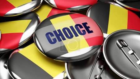 Photo for Choice in Belgium - national flag of Belgium on dozens of pinback buttons symbolizing upcoming Choice in this country. - Royalty Free Image