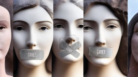 Photo for Grief and silenced women. They are symbolic of the countless others who has been silenced simply because of their gender. Grief that seek to suppress women's voices. - Royalty Free Image