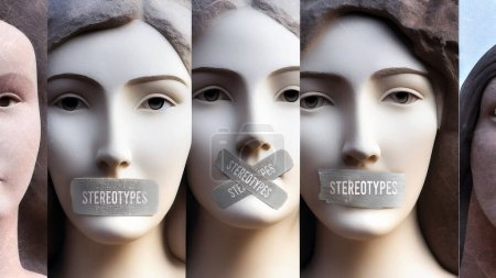Photo for Stereotypes and silenced women. They are symbolic of the countless others who has been silenced simply because of their gender. Stereotypes that seek to suppress women's voices. - Royalty Free Image