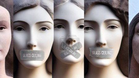 Photo for Glass ceiling and silenced women. They are symbolic of the countless others who has been silenced simply because of their gender. Glass ceiling that seek to suppress women's voices. - Royalty Free Image