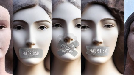 Photo for Favoritism and silenced women. They are symbolic of the countless others who has been silenced simply because of their gender. Favoritism that seek to suppress women's voices. - Royalty Free Image