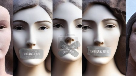 Photo for Emotional abuse and silenced women. They are symbolic of the countless others who has been silenced by emotional abuse simply because of their gender. - Royalty Free Image