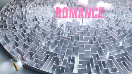 Téléchargez les photos : Un voyage pour trouver Romance - passer par un labyrinthe confus d'obstacles et de difficultés pour enfin atteindre la romance. Un chemin long et difficile - en image libre de droit