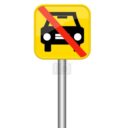 Téléchargez les photos : Panneau jaune montrant : Non Voitures autorisées - en image libre de droit