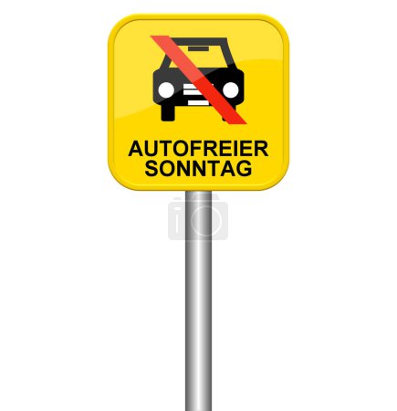 Yellow sign showing Car-free Sunday in german language