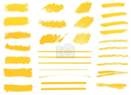 Collection of orange yellow hand painted paintbrush textures