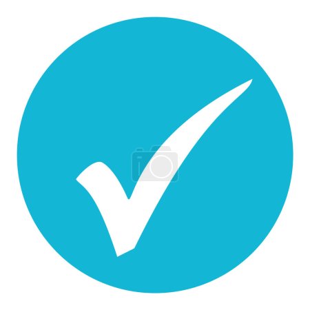 Téléchargez les photos : Cochez l'icône sur le bouton rond bleu - en image libre de droit