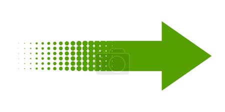 Téléchargez les photos : Flèche verte avec des points de dégradé montrant la direction - en image libre de droit