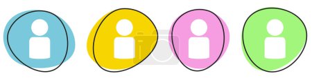 Banner de botón colorido que muestra el icono de la cuenta: azul, amarillo, rosa y verde